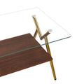 Rectangle Coffee Table With Tempered Glass Top And Golden Metal Legs, Modern Table For Living Roomtransparent Glass Transparent Tempered Glass