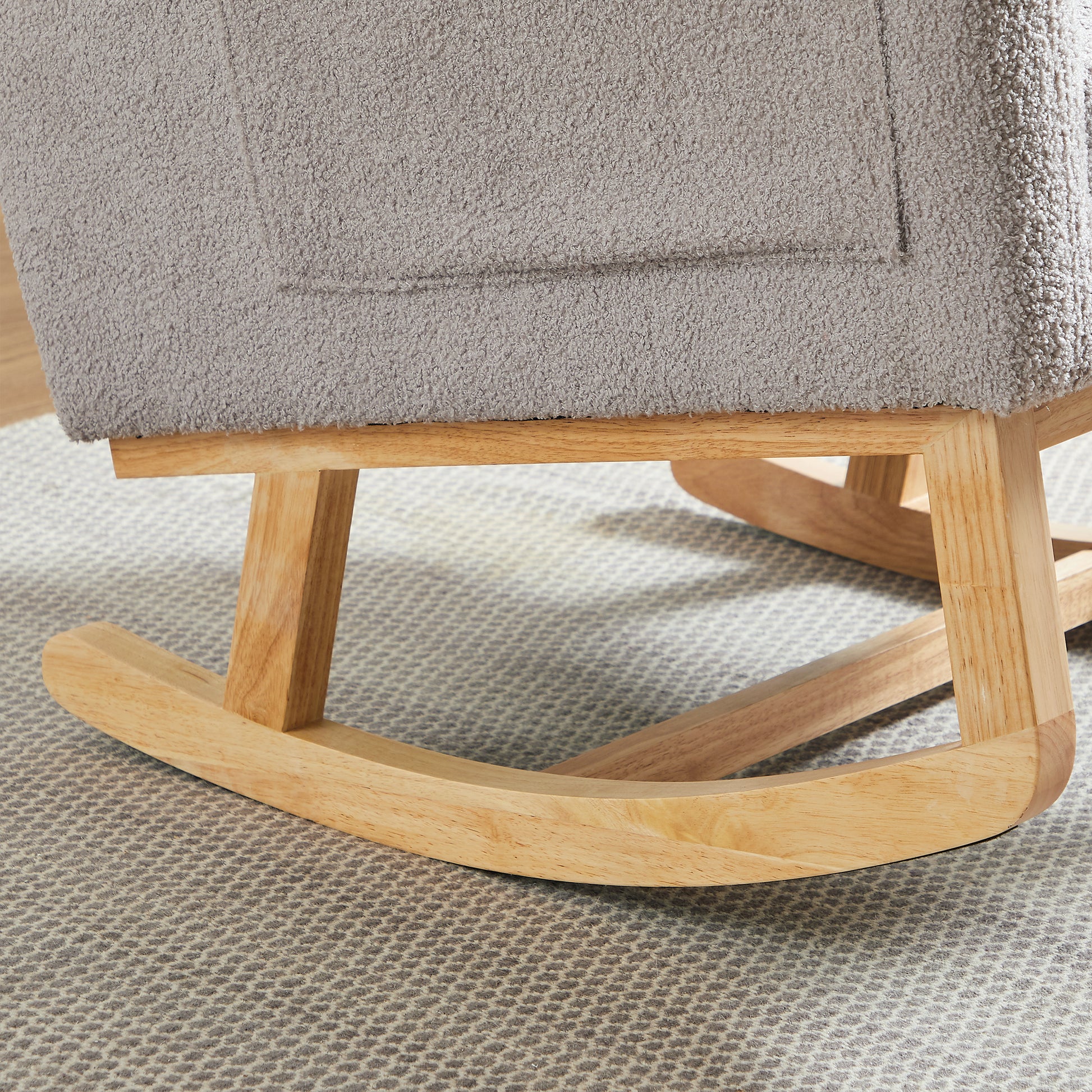 27.2"W Modern Accent High Backrest Living Room Lounge Arm Rocking Chair, Two Side Pocket Grey Foam Fabric