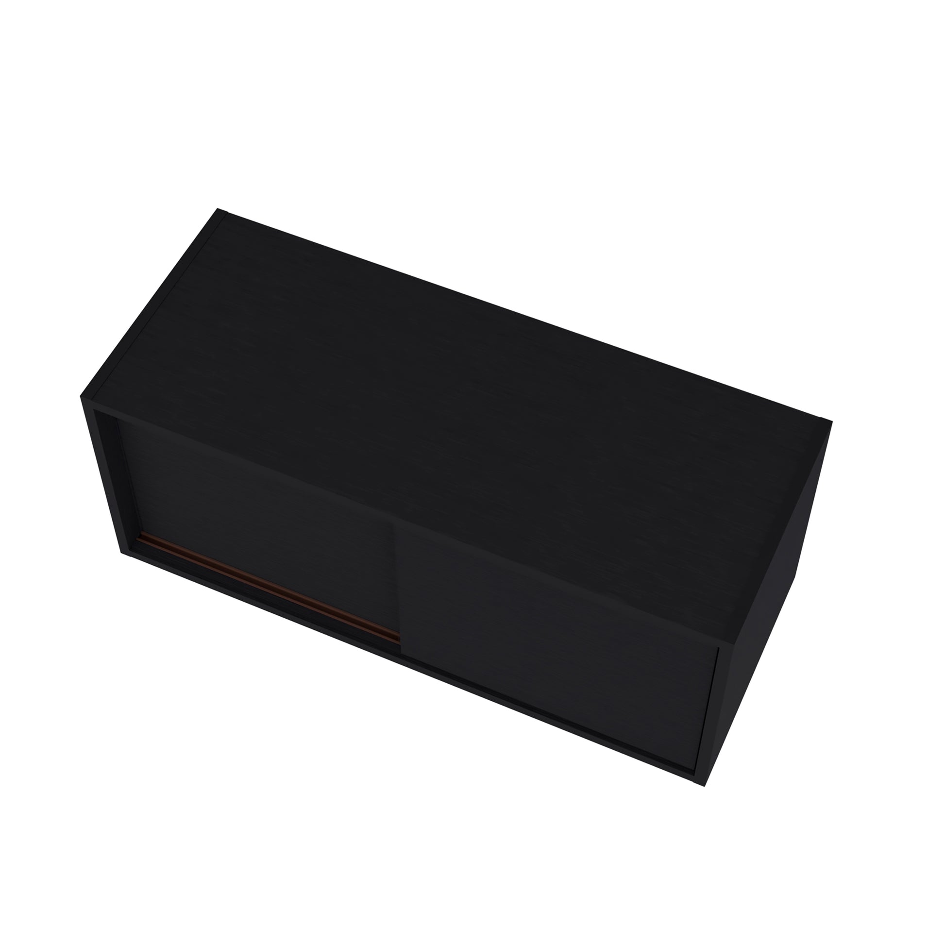 Anegam Floating Cabinet With Sliding Door, Black Wall Mounted Black Office Wall Mounted Modern Particle Board Melamine