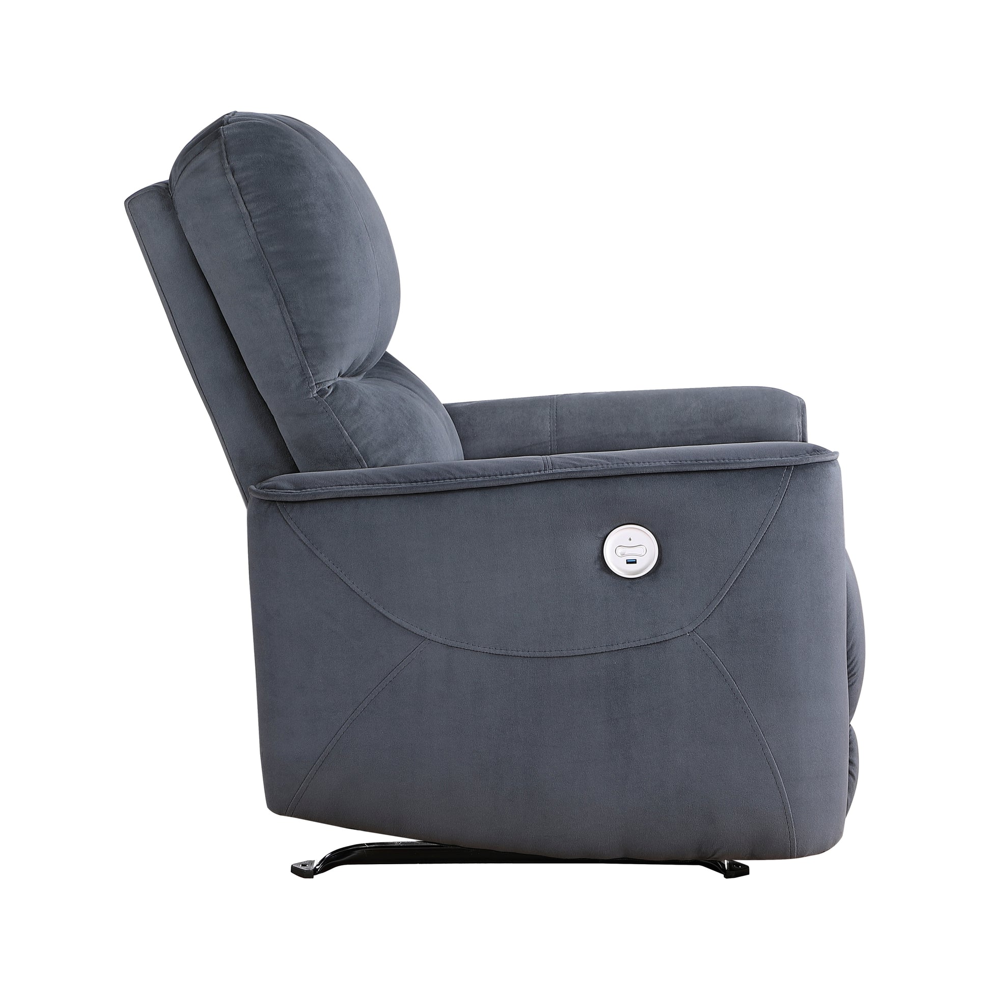 Modern Living Room 1Pc Power Rocker Reclining Chair Dark Gray Velvet Upholstery Solid Wood Frame Luxury Home Furniture Dark Gray Velvet Wood Primary Living Space Modern Solid Wood
