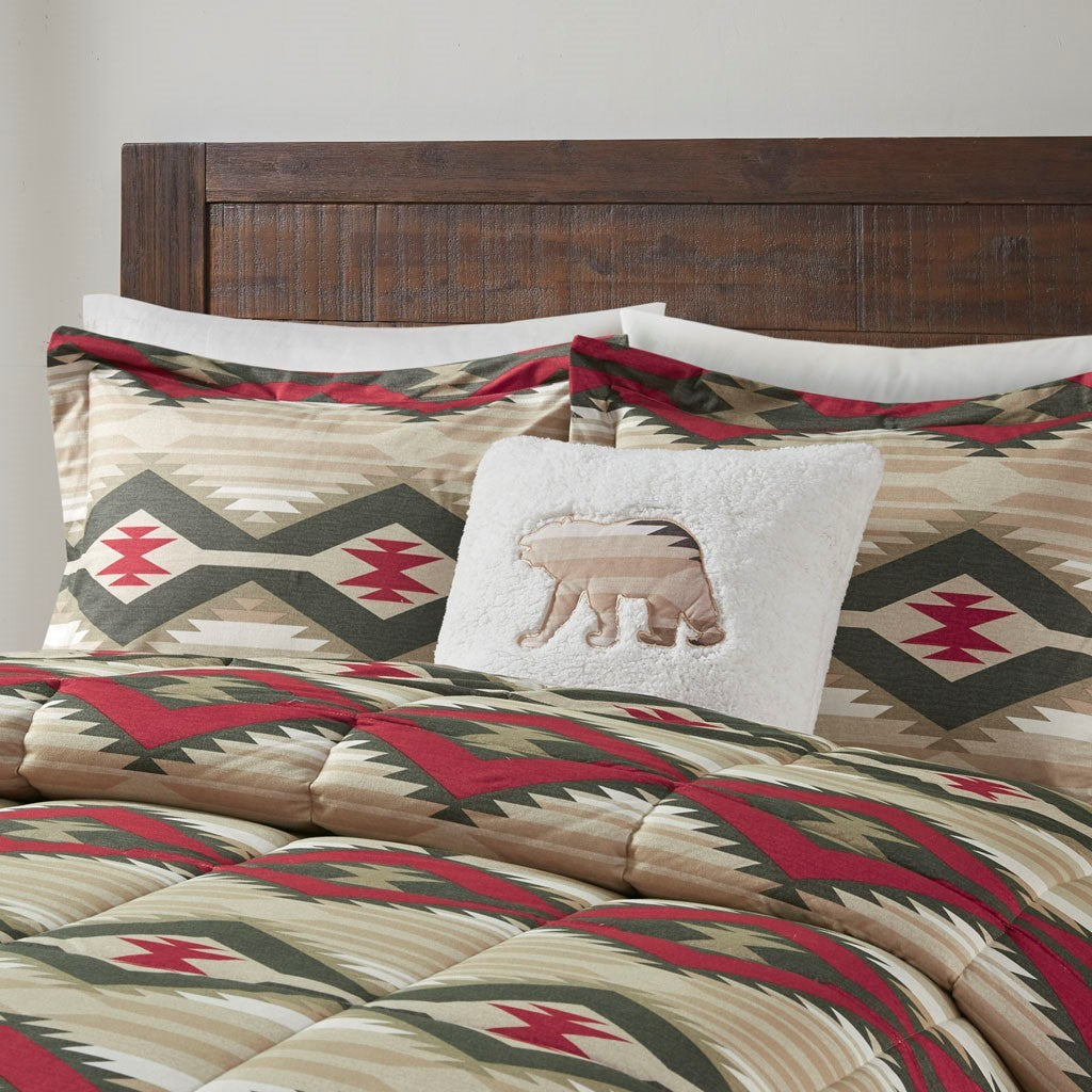 Down Alternative Comforter Set With Throw Pillow Queen Multicolor Polyester