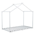 Metal Twin Size House Platform Bed With Trundle, White Box Spring Not Required Twin White Metal Bed Frame Metal