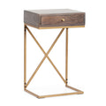 End Table K D With 1 Drawer Dark Brown Wood Metal