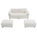 Free Combination Modular Convertible Sectional Sofa Bed Set, 4 Seat Upholstered Sleeper Corner Couch, Deep Seat Loveseat With Ottoman For Living Room, Office, Apartment,2 Colors White Chenille 4 Seat