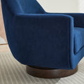 U Shaped Fully Assembled Swivel Chair Velvet Accent Chair Armchair Round Barrel Chair For Living Room Bedroom, Navy Blue Navy Blue Velvet