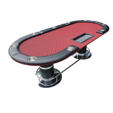 96 Inches Poker Table Model 18755 Red With Cup Holders And Chips Tray Black Primary Living Space Modern Plastic,Wood