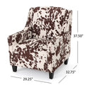 Comfy Accent Chair With Tufted Backrest, Bedroom Single Seat Arm Chair With Wooden Legs, Modern Side Chairs For Living Room Brown White Velvet