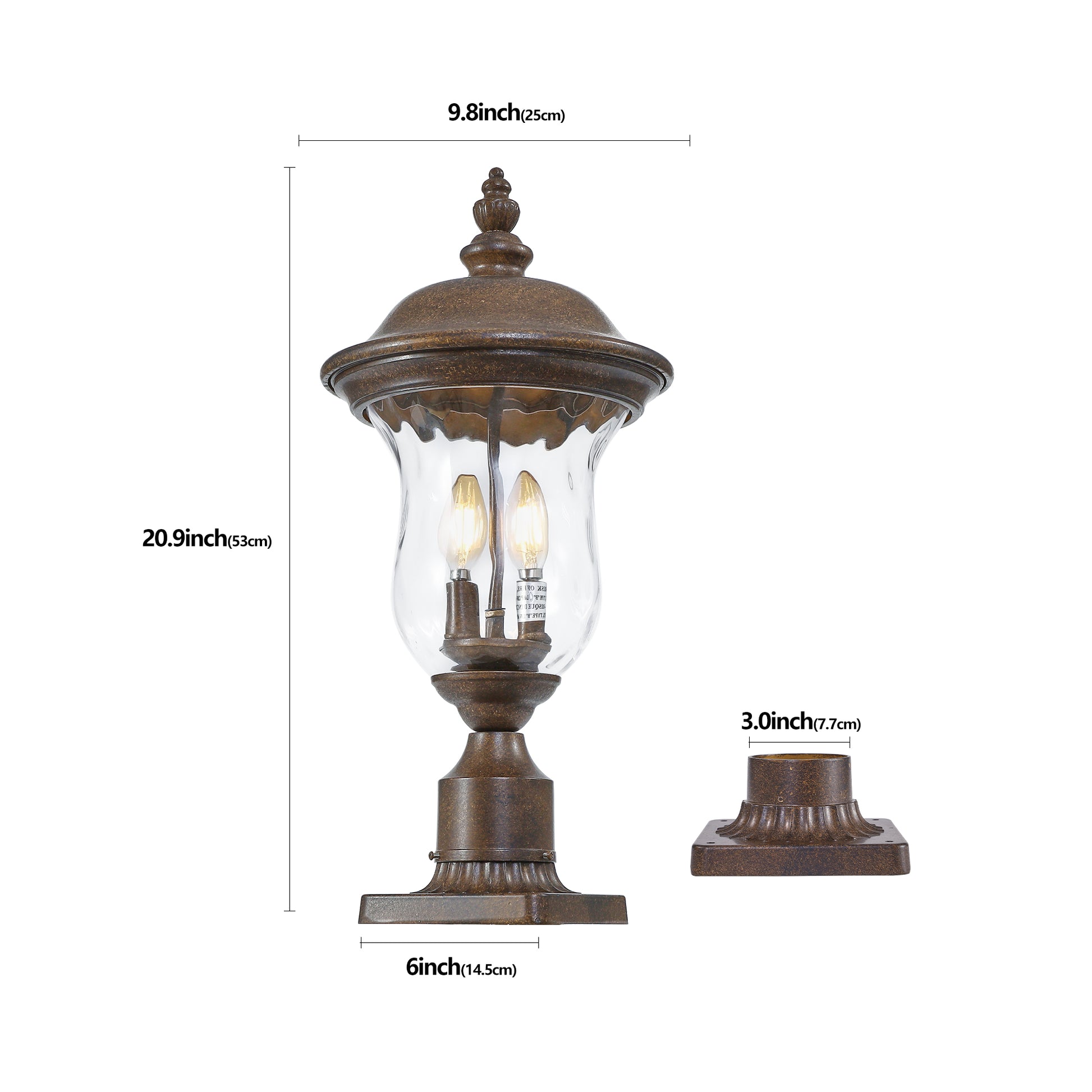 Vintage Outdoor Lamp Post Light, Waterproof Garden Patio Lantern With Clear Glass Shade, Classic Bronze Finish, Ideal For Yard, Porch, Walkway, And Driveway Lighting One Piece&No Bulb Brown Bronze