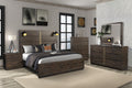 Industrial Farmhouse Designed Bed W Bluetooth And Lights Brown Solid Wood Mdf