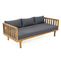 Claremont 3 Seater Daybed Dark Gray Teak Wood Waterproof Fabric