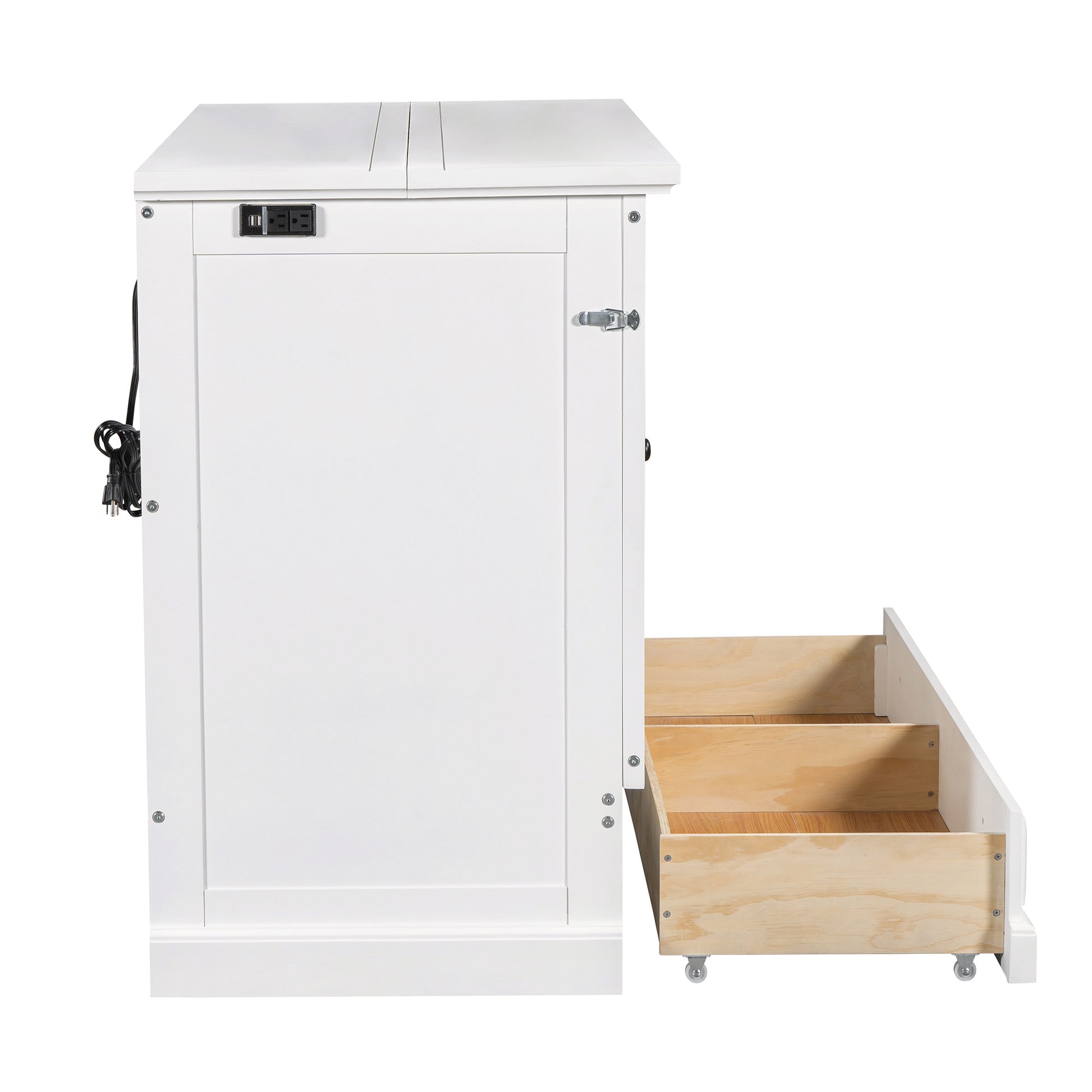 Solid Pine Murphy Bed Chest Cube Cabinet Bed With Charging Station And Large Storage Drawer For Home Office Or Small Room,Queen,White Box Spring Not Required Queen White Wood White Pine Murphy Solid Wood Mdf