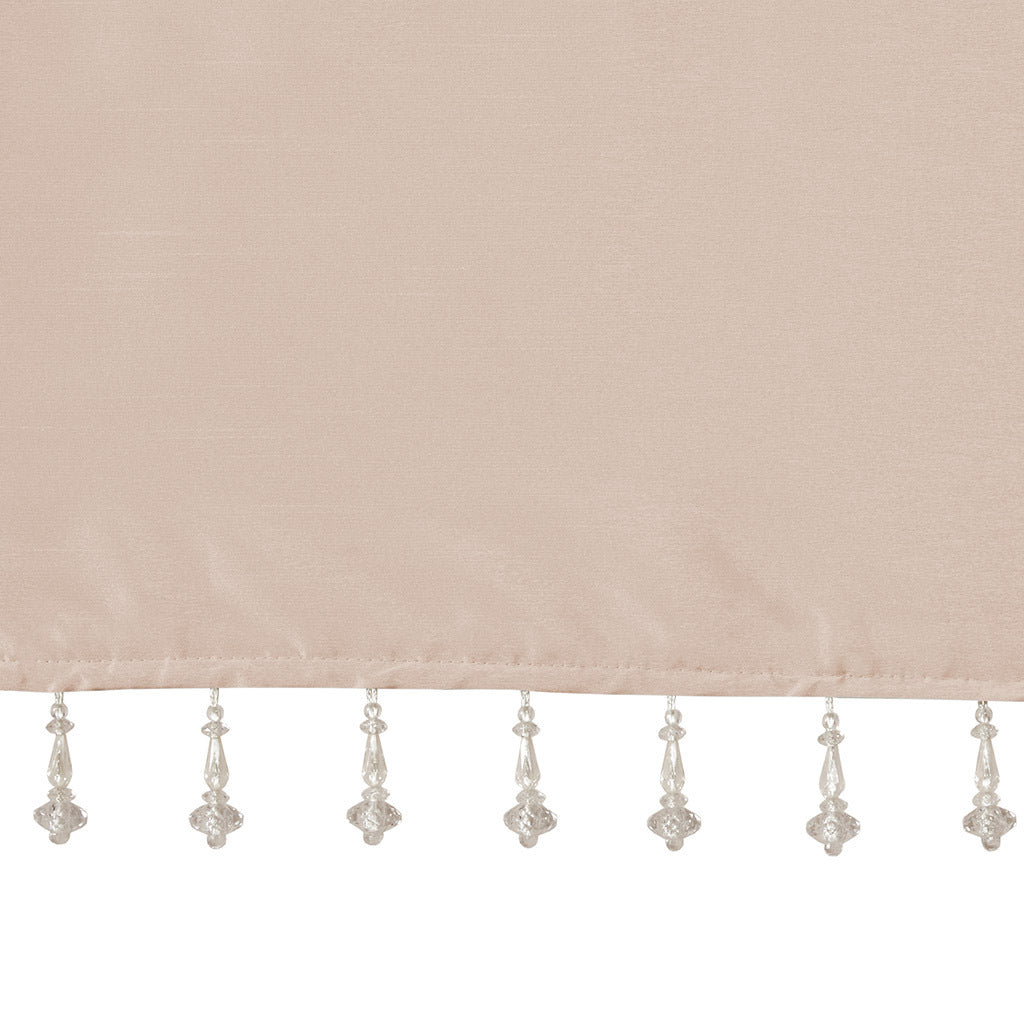 Lightweight Faux Silk Valance With Beads Blush 50X26" Blush Polyester