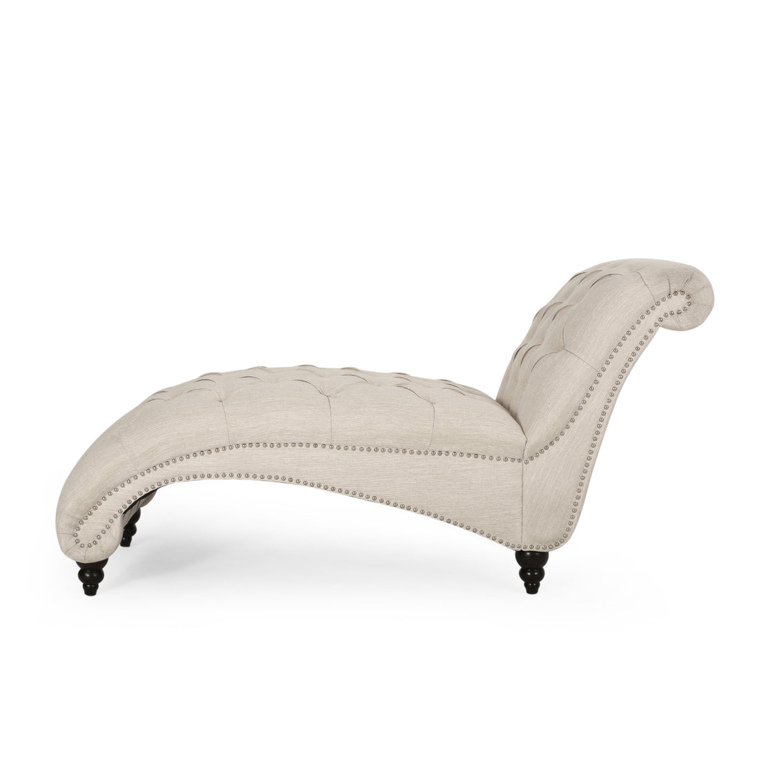 Chaise Lounge Beige Fabric 1 Seat