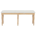 Vintage Traditional 50.4Inch Upholstered Dining Bench With 6 Solid Wood Legs, Natural Natural Dining Room Traditional Rubberwood Foam Rubber Wood