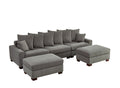 Modular Sectional Sofa,5 Seater Oversized Convertible L & U Shaped Couch, Corduroy Fabric Grey Wood Fabric 5 Seat