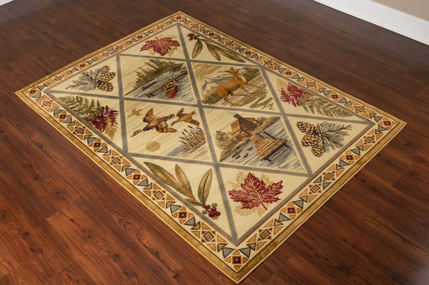 Woodland Gc Rst5202 Cream 7 Ft. 10 In. X 10 Ft. 3 In. Lodge Area Rug Cream Polypropylene