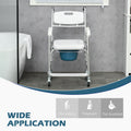 Homcom Shower Commode Wheelchair, Padded Seat, 330 Lbs., White White Aluminum