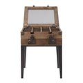 Rustic Oak And Matte Grey Accent Table With Tapered Leg Rustic Primary Living Space Square Wood Metal