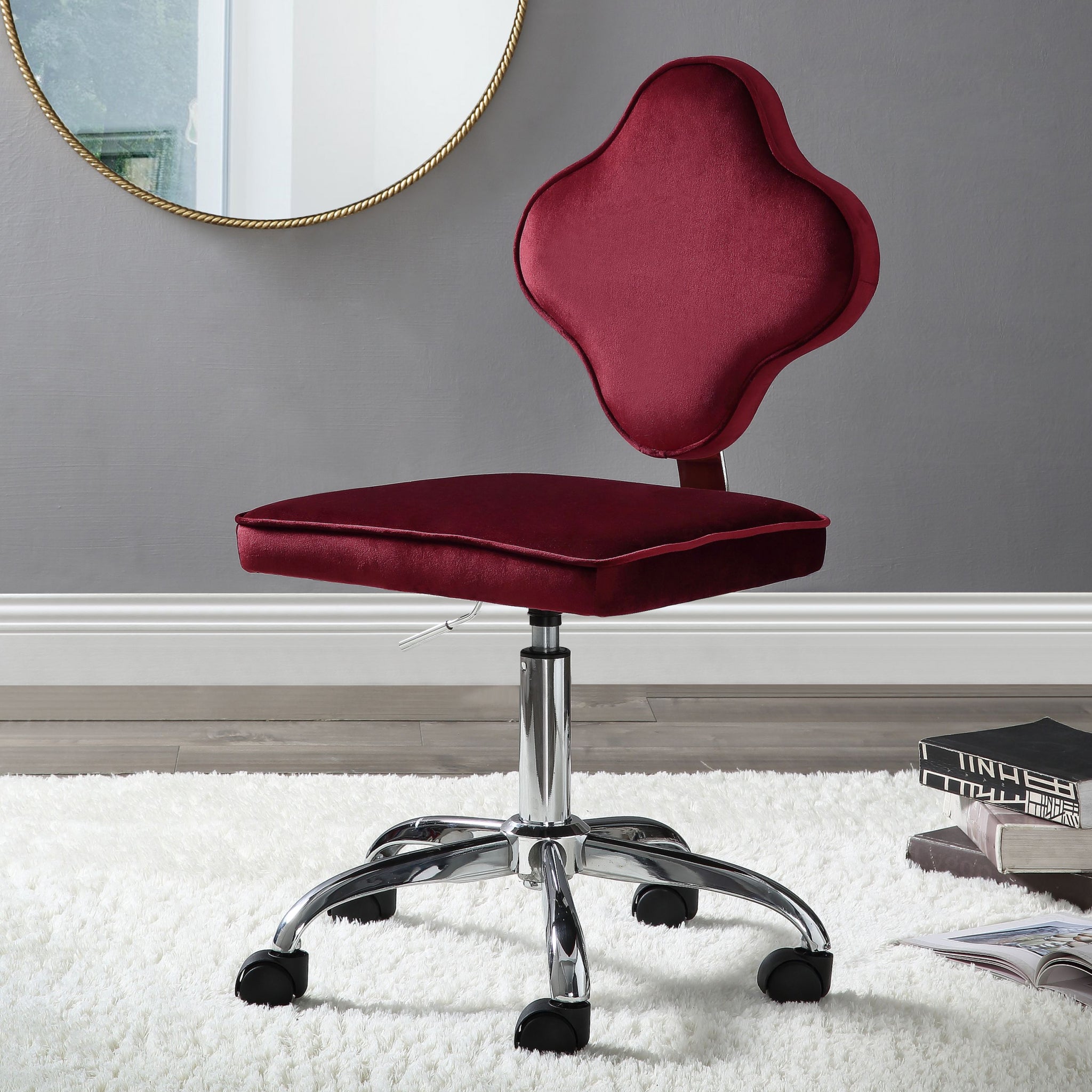 Red Swivel Office Chair With Casters Solid Red Office Foam Traditional Office Chairs Solid Back Swivel Fabric Metal