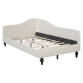 Twin Size L Shaped Linen Daybed, With Solid Wood Legs, Beige Old Sku: Sf000145Aaa Twin Beige Linen Mdf