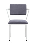 Grey And White Dining Chair With Padded Seat Set Of 2 Solid Grey White Dining Room Arm Chair Solid Back Set Of 2 Fabric Metal