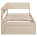 Twin Size Wood Daybed With Trundle And Guardrail, Beige Box Spring Not Required Beige Wood Solid Wood Mdf