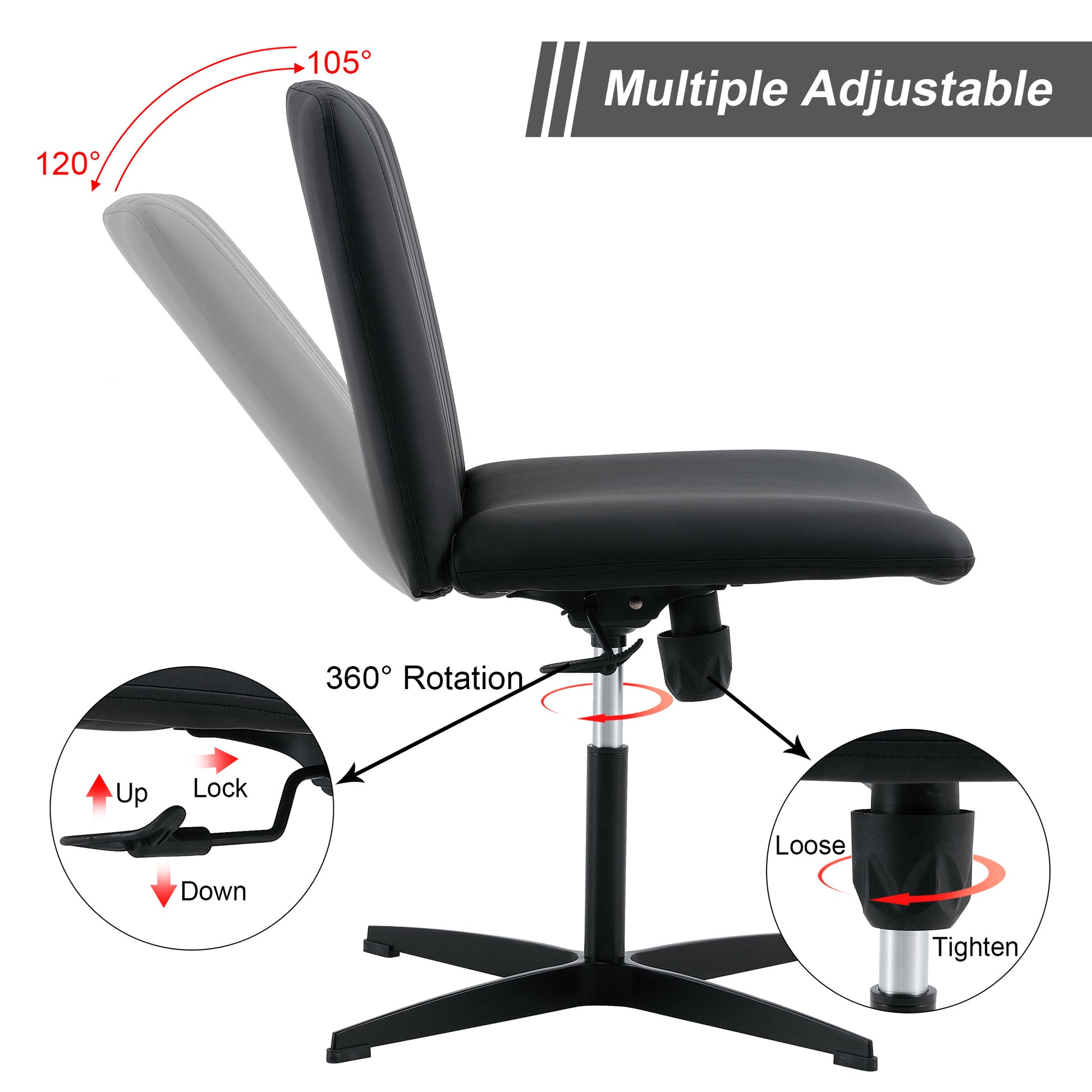 Black High Grade Pu Material. Home Computer Chair Office Chair Adjustable 360 Swivel Cushion Chair With Black Foot Swivel Chair Makeup Chair Study Desk Chair. No Wheelsw115167391 Black Foam Pu