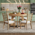 5 Piece Retro Rustic Functional Dining Set Unique Geometric Design, 1 Extendable Table With A 16 Inch Leaf And 4 Upholstered Chairs Ideal For Dining Room And Kitchen Natural Natural Solid Wood Mdf