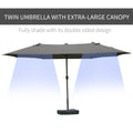 Outsunny Patio Umbrella 15' Steel Rectangular Outdoor Double Sided Market With Base, Sun Protection & Easy Crank For Deck Pool Patio, Dark Gray Grey Steel