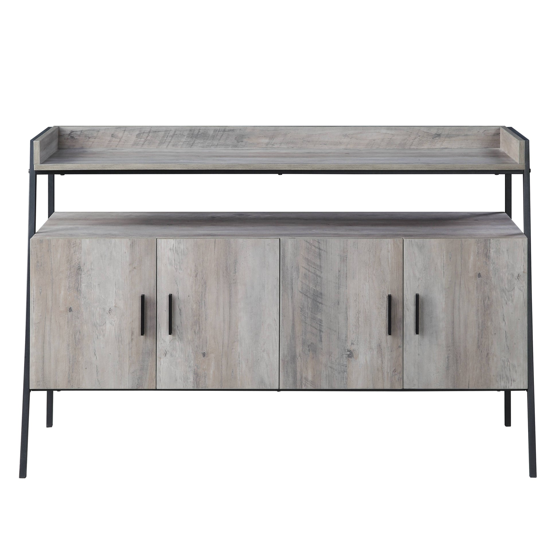 Samiya Gray Oak & Black Finish Tv Stand Gray 40 49 Inches Synthetic Wood