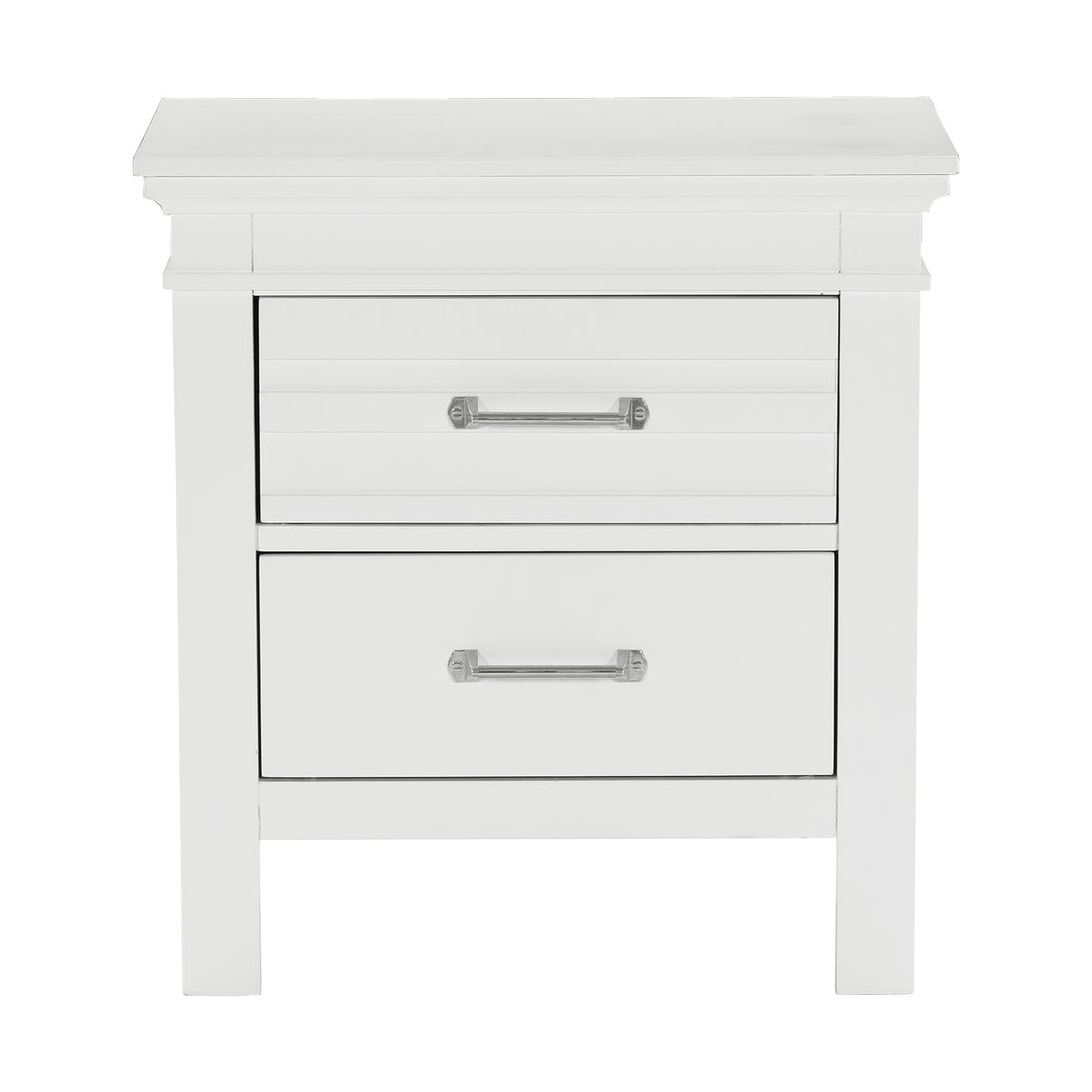 2 Drawers White Finish Nightstand Transitional Style Wooden Bedroom Furniture 1Pc Bed Side Cabinet Table White 2 Drawers Drawer Storage Bedroom Transitional Wood