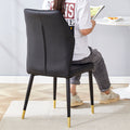 4 Modern Dining Chairs With Stylish Pu Patterned Backrest And Black Metal Legs For A Comfortable Home Experience In The Kitchen, Bedroom And Office. Black Pu