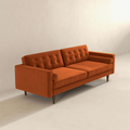 Casey Mid Century Modern Burnt Orange Velvet Sofa Burnt Orange Velvet Wood Primary Living Space Mid Century Modern Foam Velvet 3 Seat