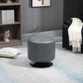 Homcom 360 Swivel Foot Stool Round Pu Ottoman With Thick Sponge Padding And Solid Steel Base, Grey Grey Steel