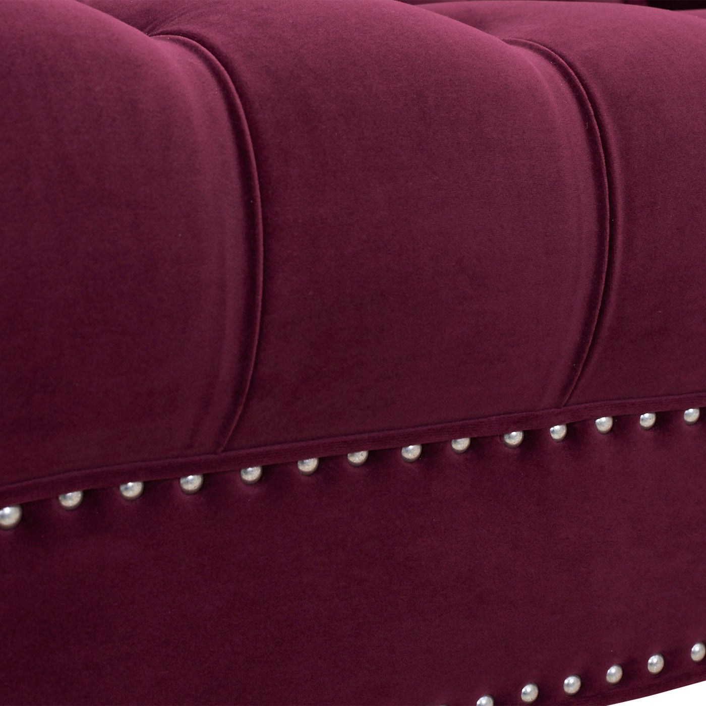 La Rosa Victorian Chesterfield Tufted Sofa, Burdy Velvet Burgundy Foam Velvet 3 Seat