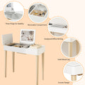 Vanity Mirror With Lights And Solid Wood Legs And Flip Up High Definition Mirror White Drawer 1 Drawer Pine White Solid Wood Mdf