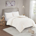 3 Piece Tufted Cotton Chenille Floral Duvet Cover Set King Off White Cotton