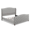 Marcella Upholstered Shelter Headboard Bed Set, California King, Silver Grey Polyester Box Spring Required California King Silver Grey Wood Foam Polyester Polyester