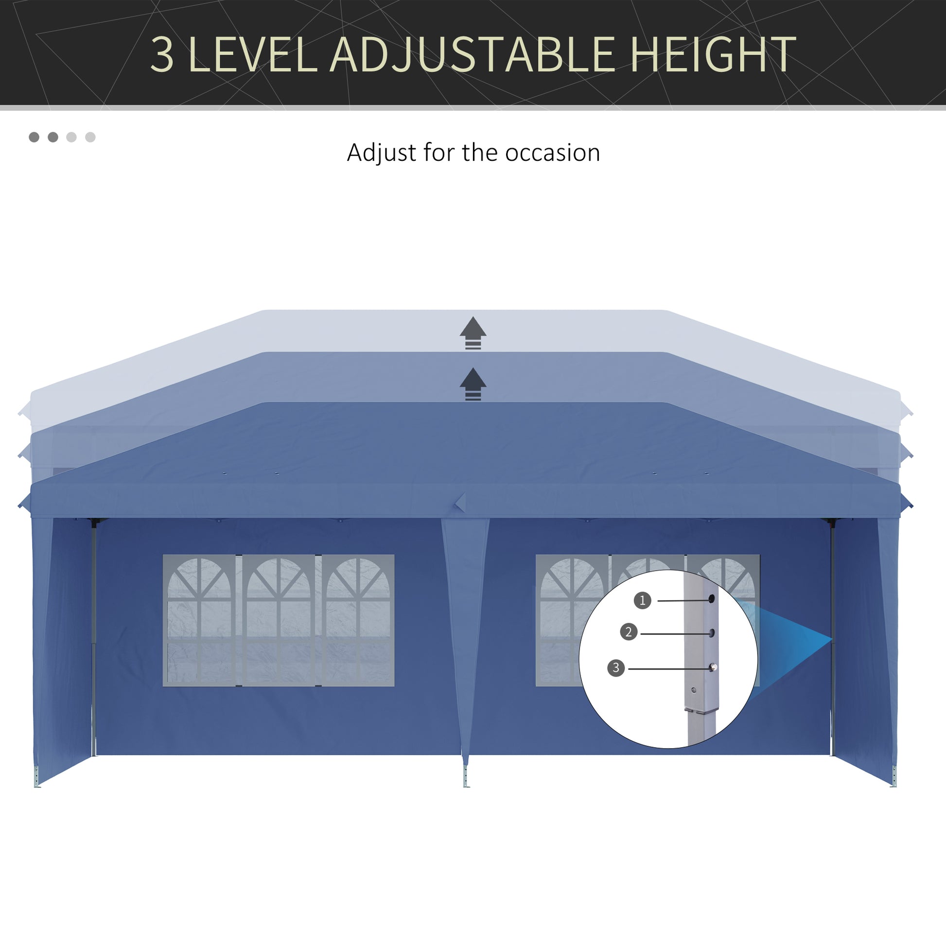 Outsunny 10' X 20' Pop Up Canopy Tent With 4 Sidewalls, Heavy Duty Tents For Parties, Outdoor Instant Gazebo With Carry Bag, For Outdoor, Garden, Patio, Blue Blue Steel