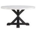 1Pc Transitional Modern Formal Dining Table White Round Faux Marble Table Top Black Finish Legs Wooden Dining Room Furniture White Seats 4 Dining Room Contemporary,Farmhouse,Transitional Round Artificial Marble