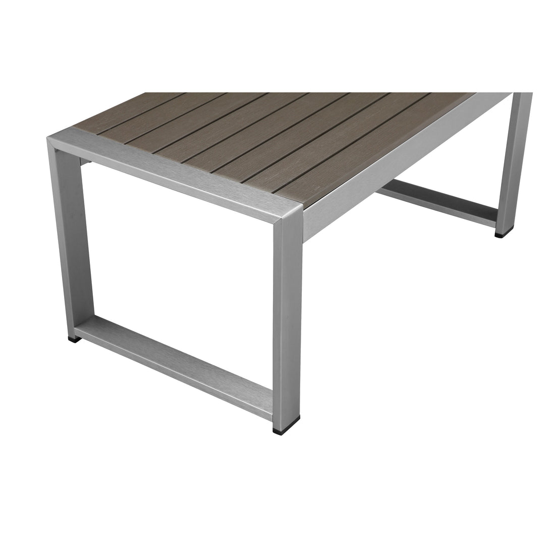 Kili 35 Inch Coffee Table, Polyresin Surface, White Gray Aluminum Frame Gray Aluminium