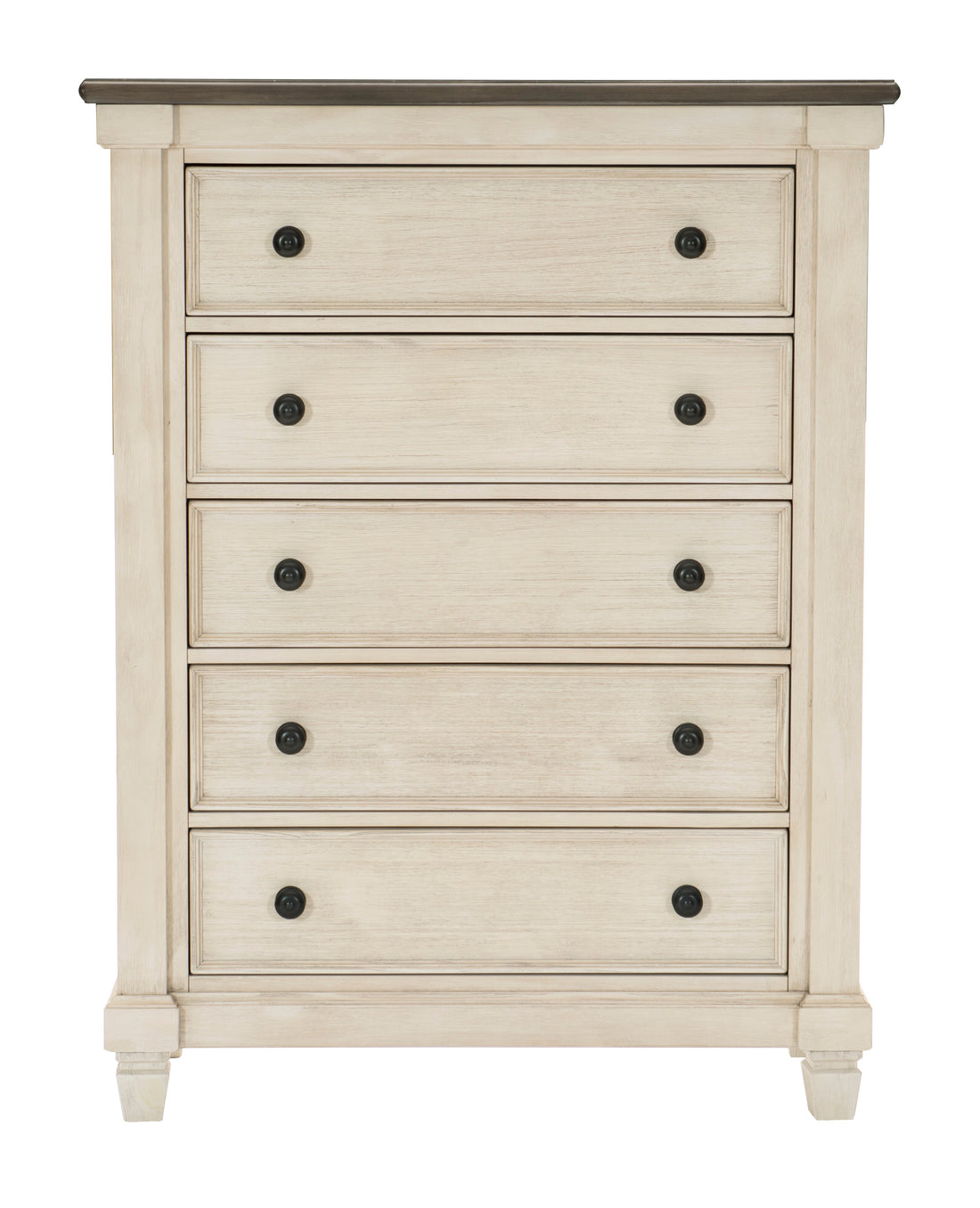 Transitional Rustic Style 1Pc Chest Of 5X Drawers Antique White And Rosy Brown Bedroom Furniture Antique White,Brown Mix Rustic,Transitional Wood