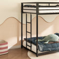 Adam Twin Over Twin Metal Bunk, Black Twin Box Spring Not Required Black Bedroom Bed Frame Metal Metal