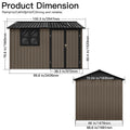 Metal Garden Sheds 6Ftx8Ft Outdoor Brown With Window Brown Metal