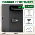 Depository Drop Safe, Front Drop Slot Lock Box With Digital Combination And Anti Fishing, Silent Deposit Safe Box, Security Money Safe For Cash Slips Expense Business Office Home Black Steel