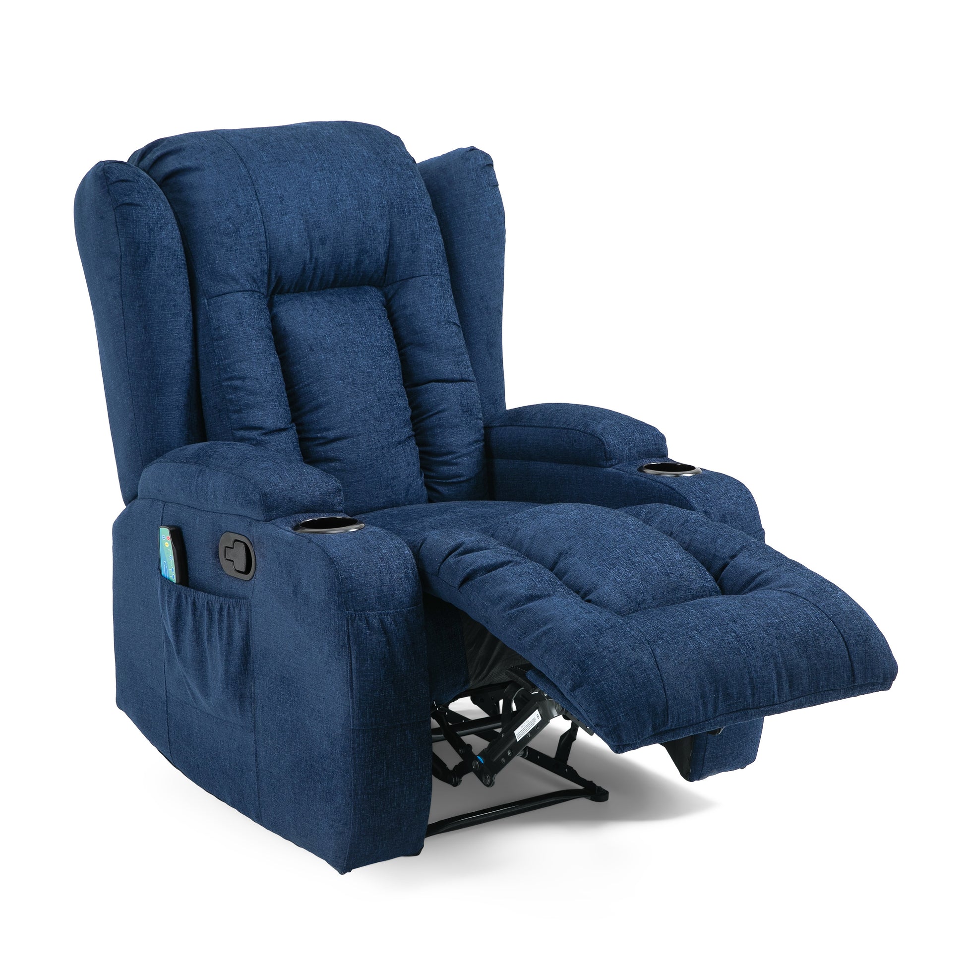 Massage Recliner Navy Blue Fabric