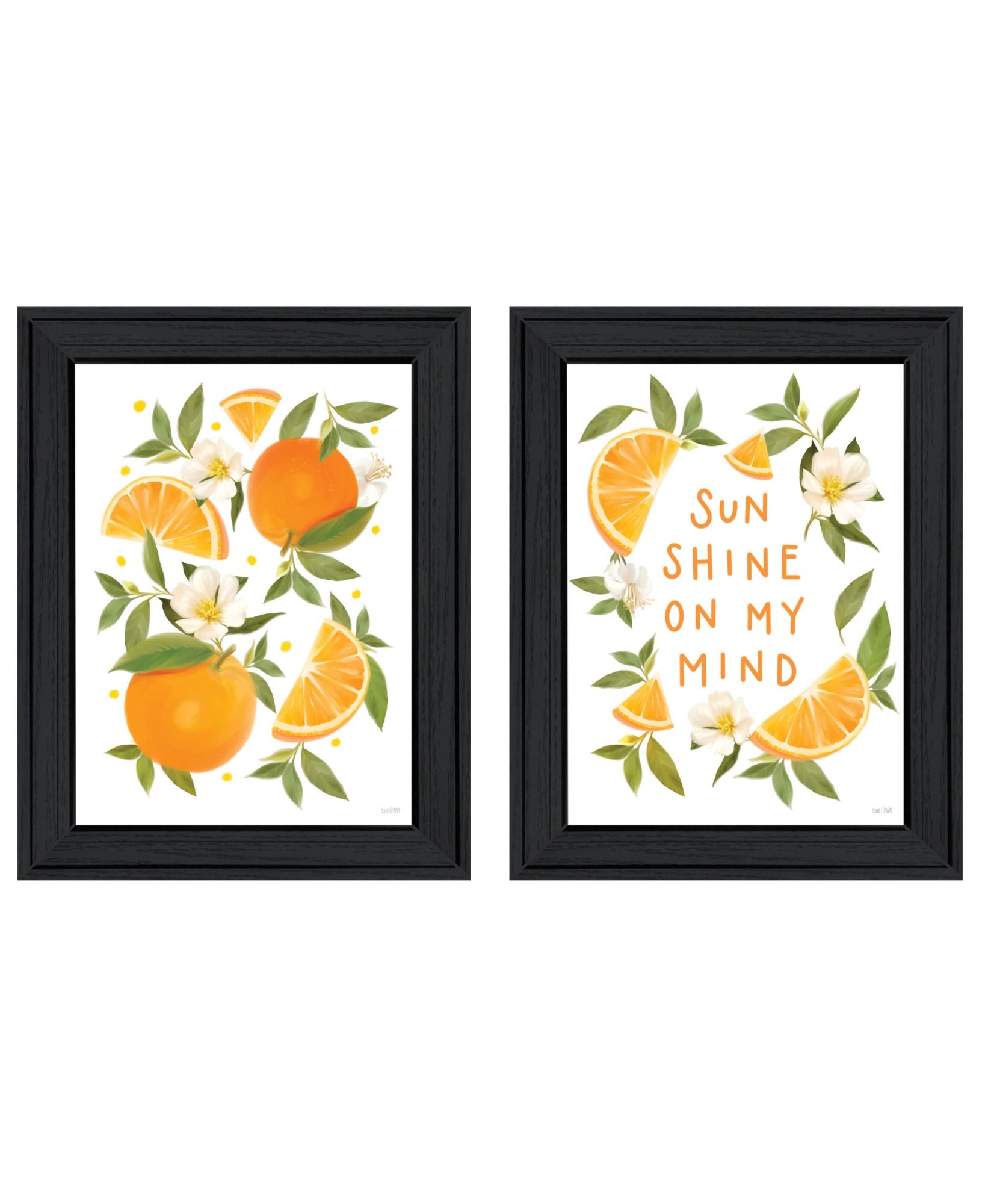 "Sunshine On My Mind Oranges" Framed Wall Art For Living Room, Wall Art Print For Home Decor, Bedroom Wall Art By House Fenway Multicolor Wood Paper