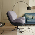 360 Swivel Accent Chair, Modern Chenille Lounge Chair With Faux Leather And Black Metal Base Frame, Comfortable Reading Chair For Small Spaces, Living Room, Bedroom, Reading Corner, Office,Light Gray Black,Light Gray Brown Primary Living Space Art