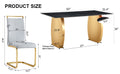 Table And Chair Set,Modern Rectangular Table With 0.4 Inch Black Patterned Tabletop And Gold Legs, Suitable For Kitchen, Dining Room, And Living Roomcomfortable Pu Seats,Perfect For Dinner, Meet. Grey Black Seats 4 Sintered Stone