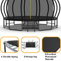 16Ft Outdoor Trampoline For Kids And Adults, Pumpkin Trampolines With Curved Poles,Heavy Duty Trampoline Anti Rust Coating Astm Approval Black Steel